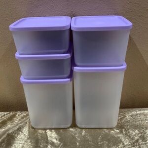 New Beautiful Lilac Tupperware Set of 5 Cubix Square Round Containers S-S-M-L-XL